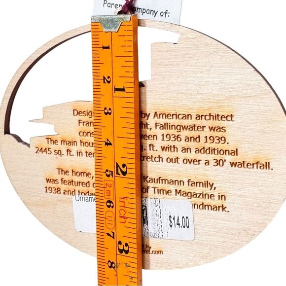 Fallingwater Mill Run PA Frank Lloyd Wright Intricate Wooden Ornament. NEW. - Picture 6 of 8